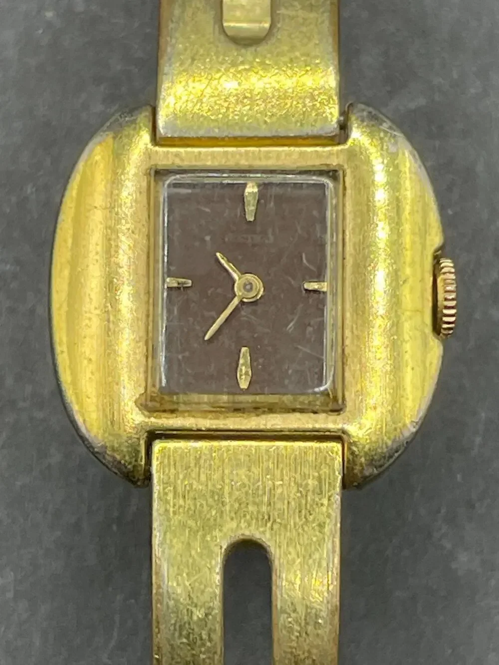 Vintage Seiko Mechanical Ladies Watch 11-3489 Gold Tone Brown Dial 25.4MM